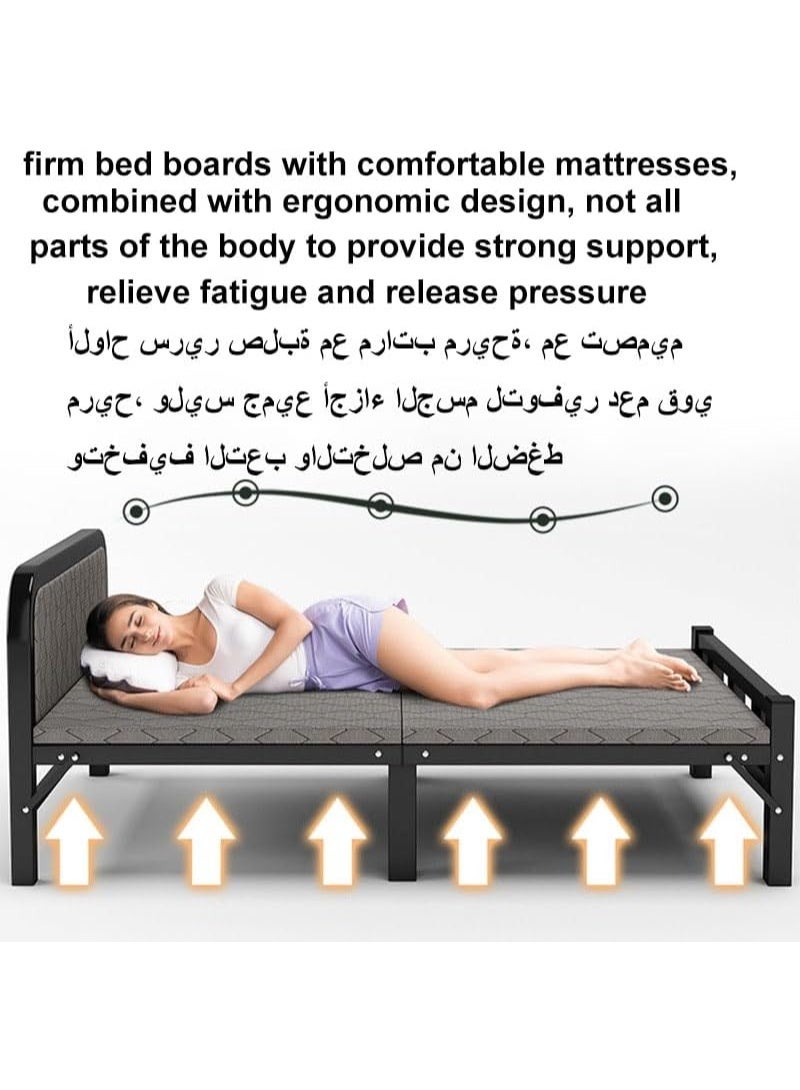 زويهاو سرير قابل للطي المحمول في الهواء الطلق غرفة النوم وأجزاء المكتب لا سرير مرتفع 188 * 90 * 45 سم فراش سرير أسود قابل للطي - Image 2